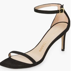 Stuart Weitzman Nudistcurve 75 Black Suede Ankle Strap Heels Size 8 NIB